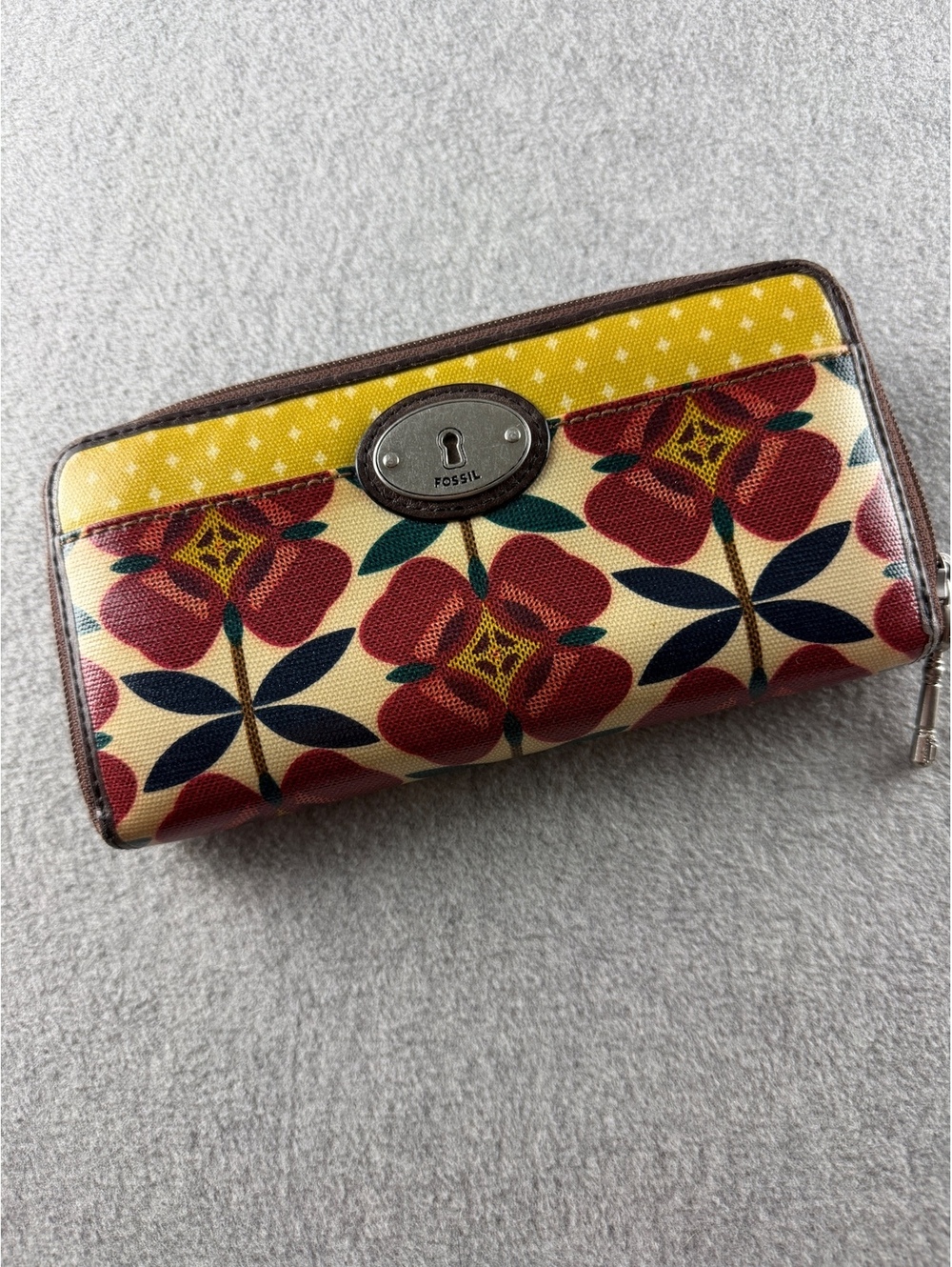 Fossil Key-Per Floral Coated Canvas Zip Around Continental Wallet